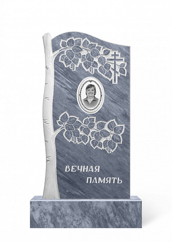 Памятник мраморный одноместный серый форма 8